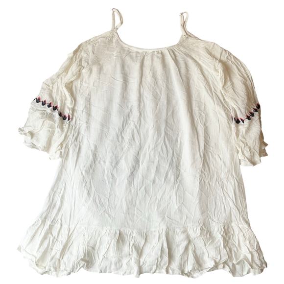 Exist Women Dress size M Half Sleeve Off Shoulder Vneck Above Knee Embroid White - Picture 8 of 8